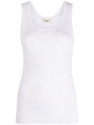 Barena sleeveless linen-blend knitted top - White