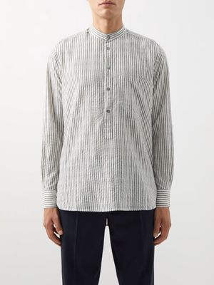 Barena Venezia - Ciospa Stand-collar Striped Cotton Shirt - Mens - Grey Stripe