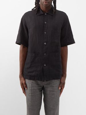 Barena Venezia - Donde Linen-blend Short-sleeve Shirt - Mens - Black