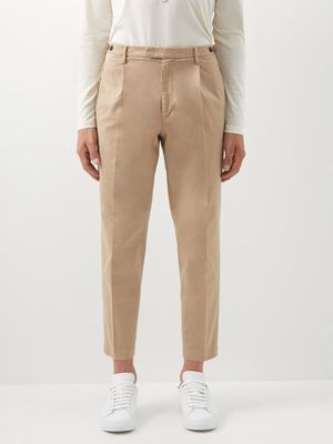 Barena Venezia - Masco Pleated Cropped Cotton-blend Twill Trousers - Mens - Cream