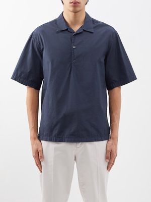 Barena Venezia - Mola Quarter-button Cotton-poplin Shirt - Mens - Navy