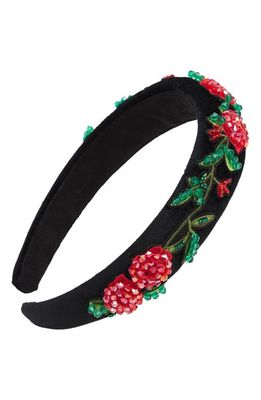 Bari Lynn Kids' Beaded Rose Puff Headband in Black