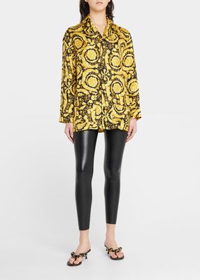 Barocco-Print Silk Pajama Shirt