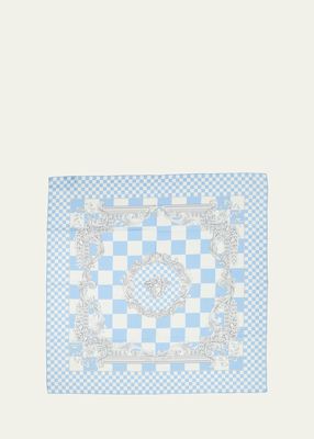 Baroque Checkered Silk Square Scarf