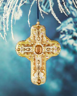 Baroque Cross Glass Ornament