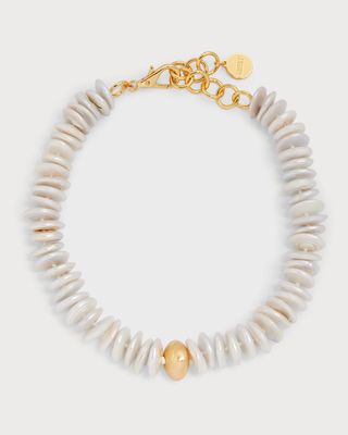 Baroque Pearl Beaded Disc Necklace