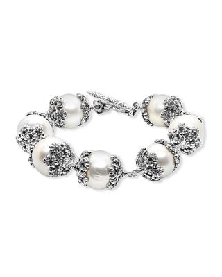 Baroque Pearl Bracelet with Black Diamonds