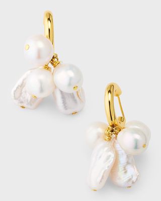 Baroque Pearl Huggie Hoop Earrings