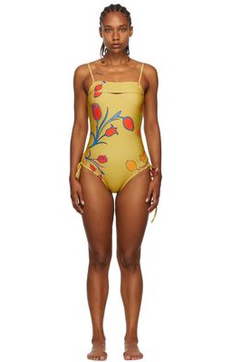BARRAGÁN SSENSE Exclusive Yellow Peeka One-Piece Swimsuit