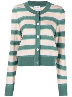 Barrie button-embellished striped cardigan - Green