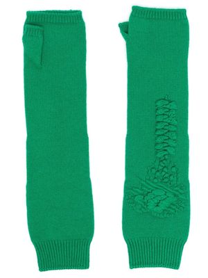 Barrie cashmere fingerless mittens - Green