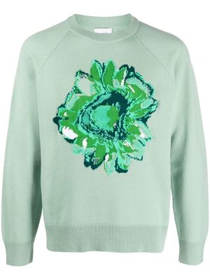 Barrie cashmere flower-print jumper - Green