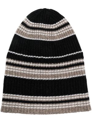 Barrie cashmere striped beanie hat - Black