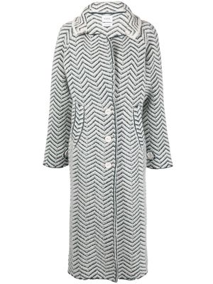 Barrie chevron-knit cashmere-blend coat - White