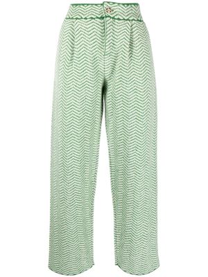 Barrie chevron-knit pleated trousers - Green