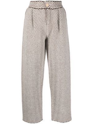 Barrie chevron-knit pleated trousers - White