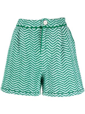 Barrie chevron-knit shorts - Green