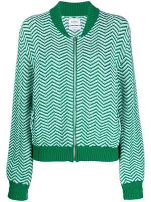 Barrie chevron-knit zip-up jacket - Green