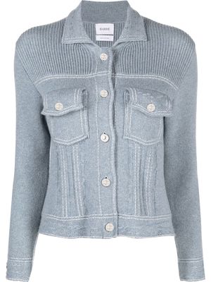 Barrie contrast-stitch knitted jacket - Blue