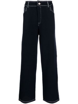 Barrie contrast-stitching denim-effect trousers - Blue