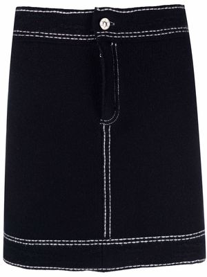 Barrie contrast-stitching denim mini skirt - Blue