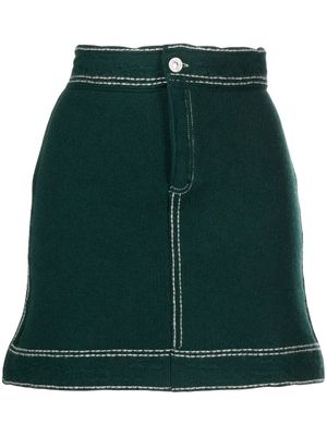 Barrie contrast-stitching denim mini skirt - Green