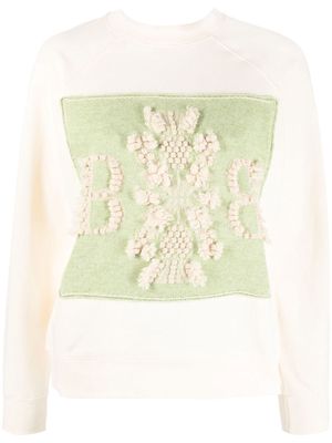 Barrie embroidered panelled sweatshirt - Neutrals