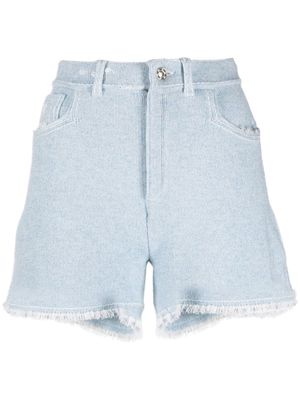 Barrie fine-knit fringe-detail shorts - Blue