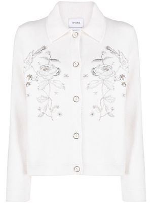 Barrie floral-embroidered beaded cardi-coat - Neutrals