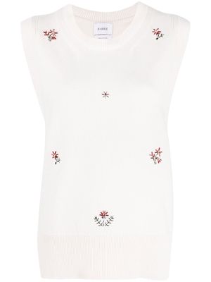 Barrie floral embroidered cashmere top - Neutrals
