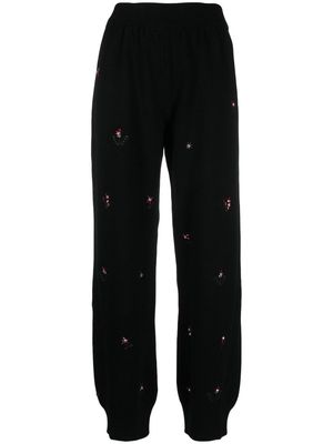 Barrie floral-embroidered cashmere trousers - Black