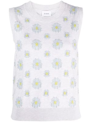 Barrie floral-embroidered sleeveless top - Grey