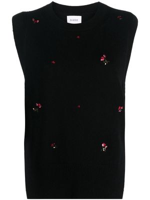 Barrie floral-embroidery cashmere vest - Black