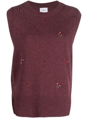 Barrie floral-embroidery cashmere vest - Red