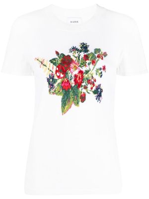 Barrie floral intarsia-knit short-sleeve jumper - White