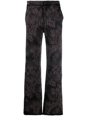 Barrie floral-jacquard straight-leg lurex trousers - Black
