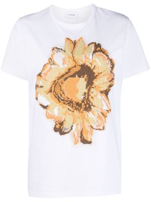 Barrie floral-motif patch cashmere T-shirt - White