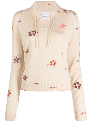 Barrie floral-pattern lace-up jumper - Neutrals
