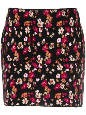 Barrie floral-print cashmere miniskirt - Black