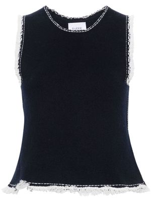 Barrie frayed-detailing knitted top - Blue