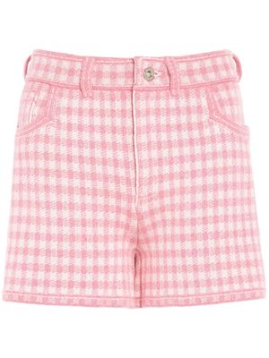 Barrie gingham-check cashmere-blend shorts - Pink