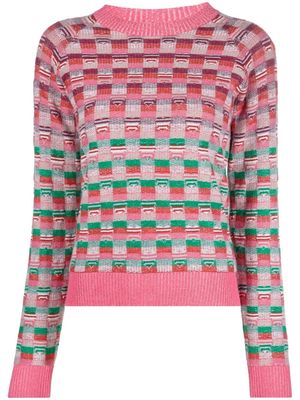 Barrie graphic-patterned cashmere-blend jumper - Pink