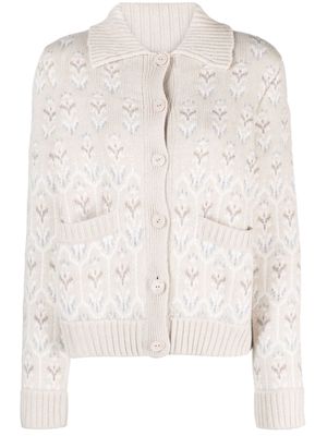 Barrie intarsia-knit button-up cardigan - Neutrals