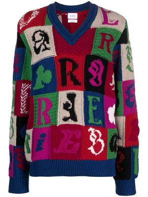 Barrie intarsia-knit logo cashmere jumper - Blue