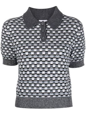 Barrie intarsia-knit polo shirt - Grey