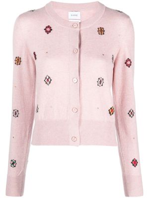 Barrie intarsia-knit round-neck cardigan - Pink