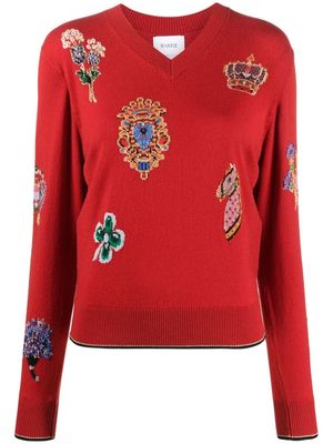 Barrie intarsia-logo knitted jumper - Red