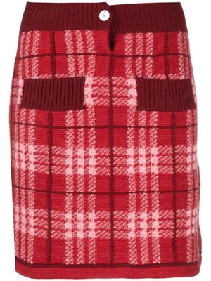Barrie knitted check-print miniskirt - Red