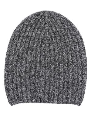 Barrie mélange-effect ribbed-knit cashmere beanie - Blue