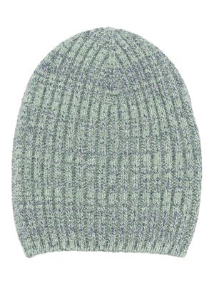 Barrie mélange-effect ribbed-knit cashmere beanie - Green